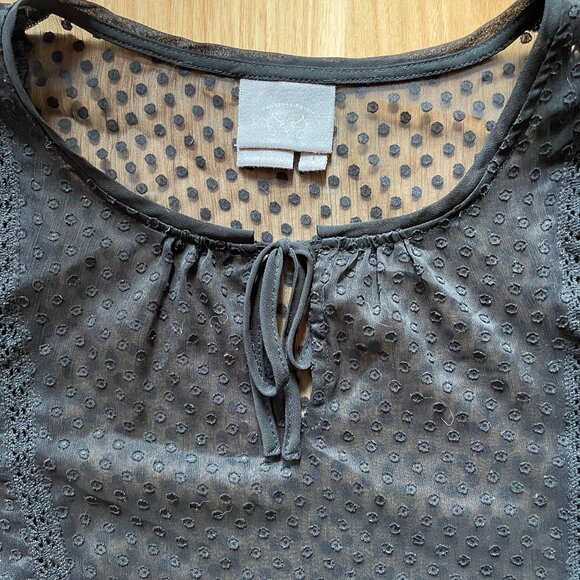 Anthropologie Vanessa Virginia Black Sheer Blouse - Picture 8 of 10